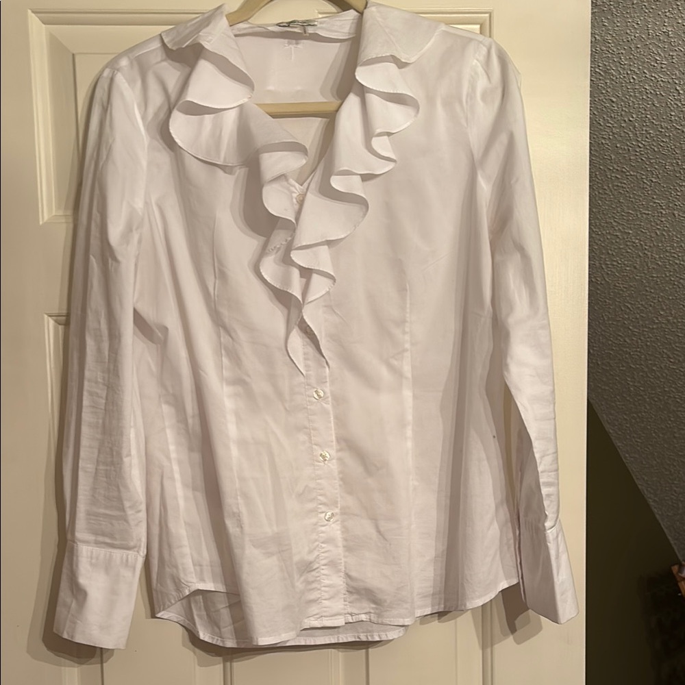 Tyler Boe White Ruffled Blouse